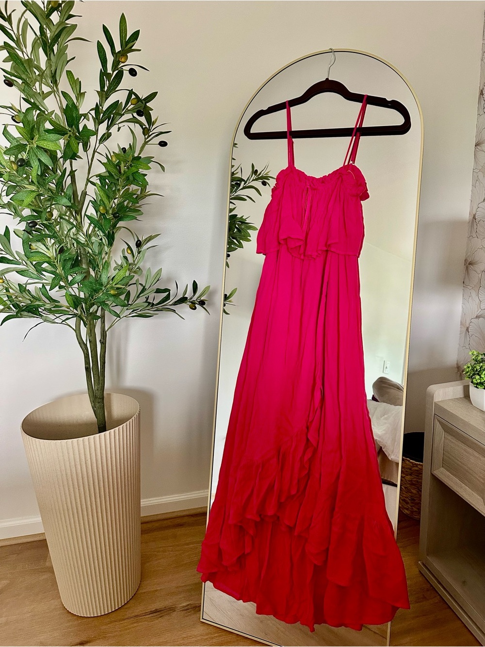 Lulu's Hot Pink Maxi Dress with Ruffle Bodice